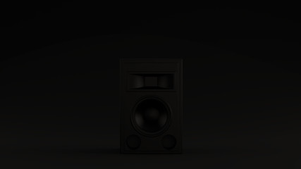 Fototapeta premium Black Traditional Speaker Loudspeaker Black Background 3d illustration 3d render 