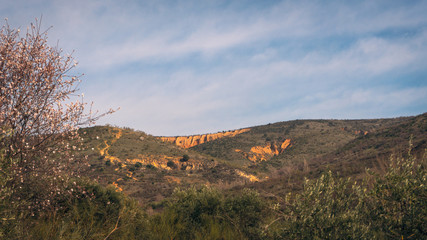 View in the distance of Las Cárcavas in Madrid, Spain. Concept of Nature