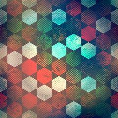 abstract mosaic seamless pattern with grunge effect