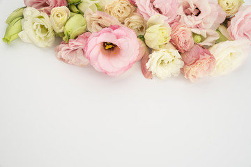 beautiful fresh rose floral flat lay floral background