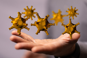 Ncov spreading concept, Earth and virus models.