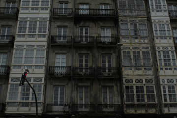 old buildings in Coruna city, Spain