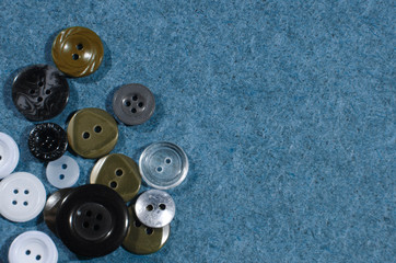Many colored buttons on a blue background.