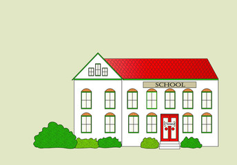 Abandoned school with a 'closed' sign on the door. Measure in the event of the outbreak of the Corona virus, the pandemic in 2020.