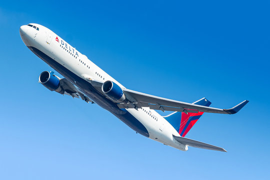Delta Air Lines Boeing 767 airplane at New York JFK