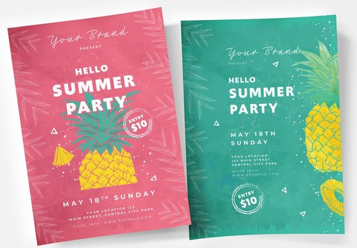 Flyer Layout with Pineapple Illustration