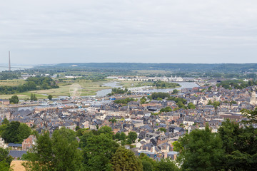 Fototapeta na wymiar Honfleur, France. View of the city from the top of the hill