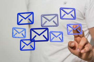 Hand with an email icon 3d