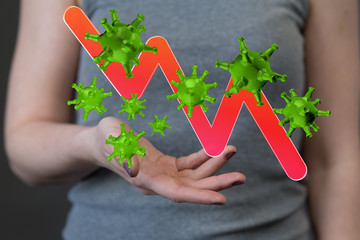 Financial stock graph has down from virus corona outbreak..