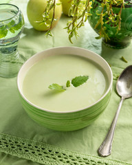 Creamy soup made from green peas