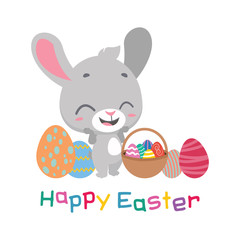 Colorful Easter greeting with joyful bunny