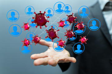 flu virus attack digital 3d