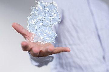 germany map digital in hand 3d