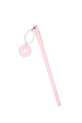 Pink pen with pears isolated on white background