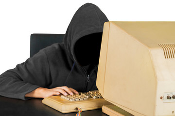 Anonymous man trying to hack system