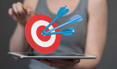 Dart arrow on target dartboard, Business success concept..