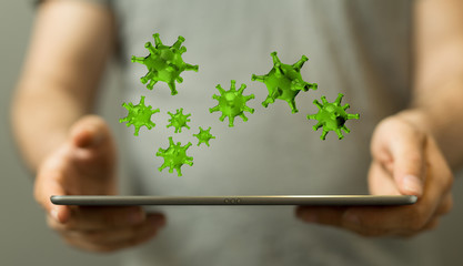 mikro digital epidemic corona virus nCoV , Novel Coronavirus 19-NCP. nCoV denoted is single-stranded RNA virus 3d.