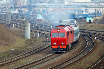 passenger train at the railway station