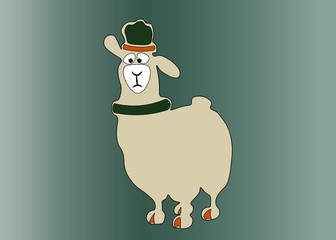 Naklejka premium sheep, easter, holidays, white sheep with hat and scarf