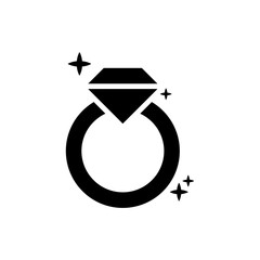 Diamond Ring Vector Icon Glyph style illustration.