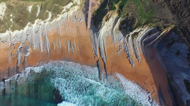 Aerial view of Tagle beach, El SableTagle, Suances Municipality, Cantabrian Sea, Cantabria, Spain, Europe