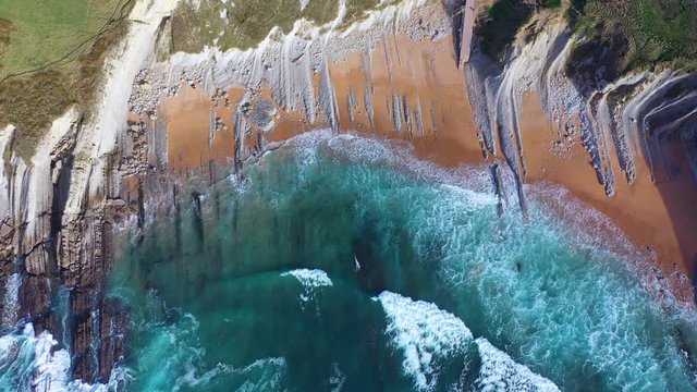 Aerial view of Tagle beach, El SableTagle, Suances Municipality, Cantabrian Sea, Cantabria, Spain, Europe