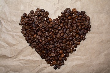 heart made of coffee beans