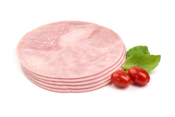 Boiled Ham Slices, isolated on a white background