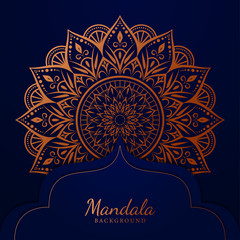 Luxury mandala with golden arabesque Arabic Islamic east style ,Mandala Style Diwali Greeting Card. Festival holiday design background