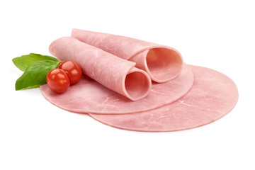 Boiled Ham Slices, isolated on a white background