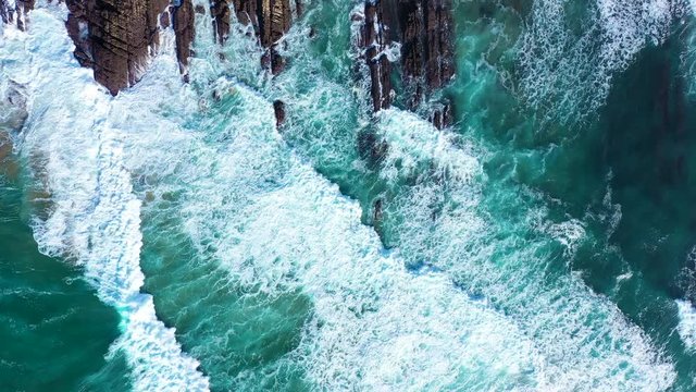 Aerial view of Tagle beach, El SableTagle, Suances Municipality, Cantabrian Sea, Cantabria, Spain, Europe