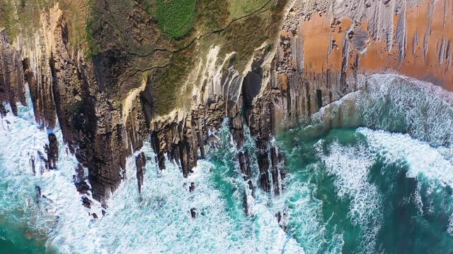 Aerial view of Tagle beach, El SableTagle, Suances Municipality, Cantabrian Sea, Cantabria, Spain, Europe