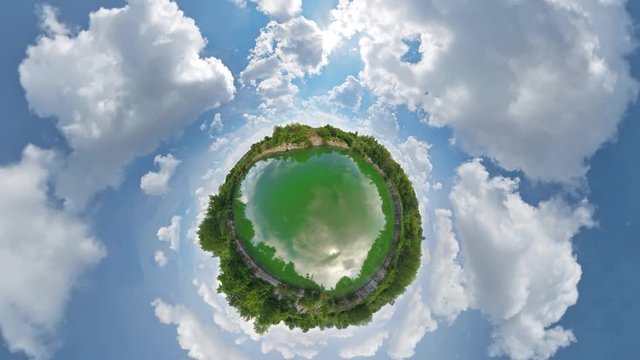 NO VR. A Little Planet is transformed by polar coordinates. Space distortion