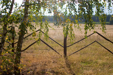Fence on farmer's field in Poland.
