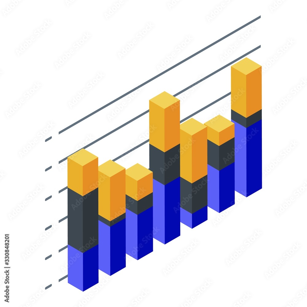 Poster graph bars icon. isometric of graph bars vector icon for web design isolated on white background