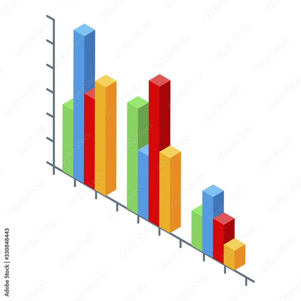 Aufkleber colorful bars chart icon. isometric of colorful bars chart vector icon for web design isolated on wh