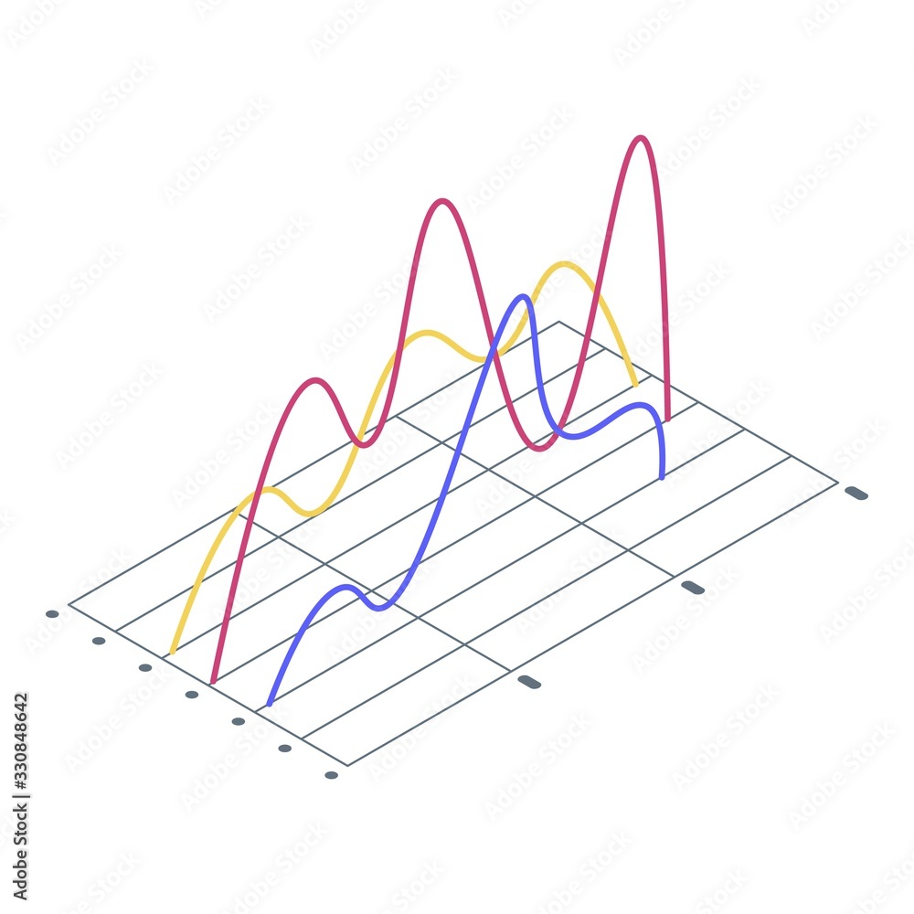 Poster trouble regression chart icon. isometric of trouble regression chart vector icon for web design isol