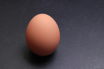 Chicken egg on a black textured background.