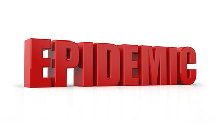 3D epidemic word on white isolated background