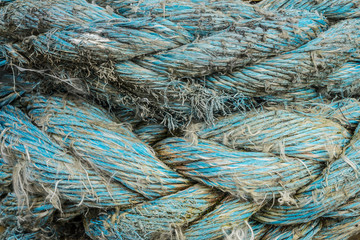 weathered mooring ropes
