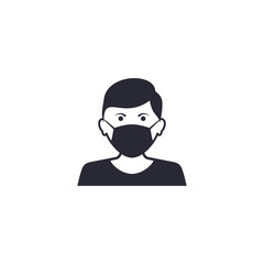 Man face with mask icon vector in trendy flat style isolated on white. Coronavirus protection concept