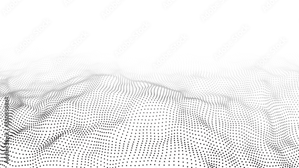 Poster vector abstract white futuristic background. big data visualization. digital dynamic wave of particl