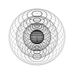 Technology vector sphere with connecting dots. Digital abstract network structure.