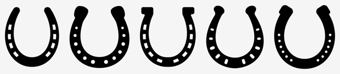 Horseshoe icon set. Luck symbol. Vector - obrazy, fototapety, plakaty