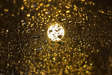 nighth rain in the car glass