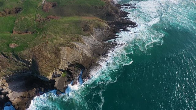 Aerial view of Tagle beach, El SableTagle, Suances Municipality, Cantabrian Sea, Cantabria, Spain, Europe