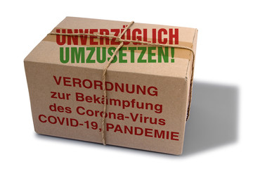 Ma&szlig;nahmenpaket, Verordnung zur Bek&auml;mpfung des Corona-Virus, Covid-19, Pandemie