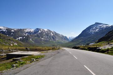 Asphalt road high in the Norwegian mountains - Norway