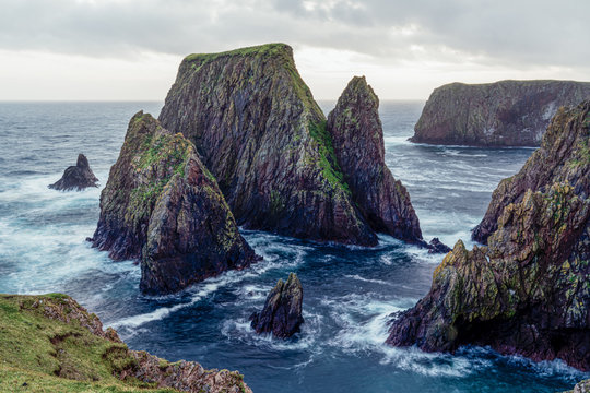 Roack in the sea at the coast of Unst