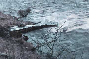 River stream. water flow. rushing river in rocky watercourse